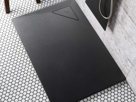Receveur de douche design, avec évacuation d'eau en angle à 17 x 17 cm, Largeur 100 à 200 x l. 70 à 100 cm, anti glissant, fabrication sur mesure au cm, LIVRAISON OFFERTE